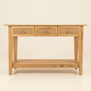 solid wood console table with drawers