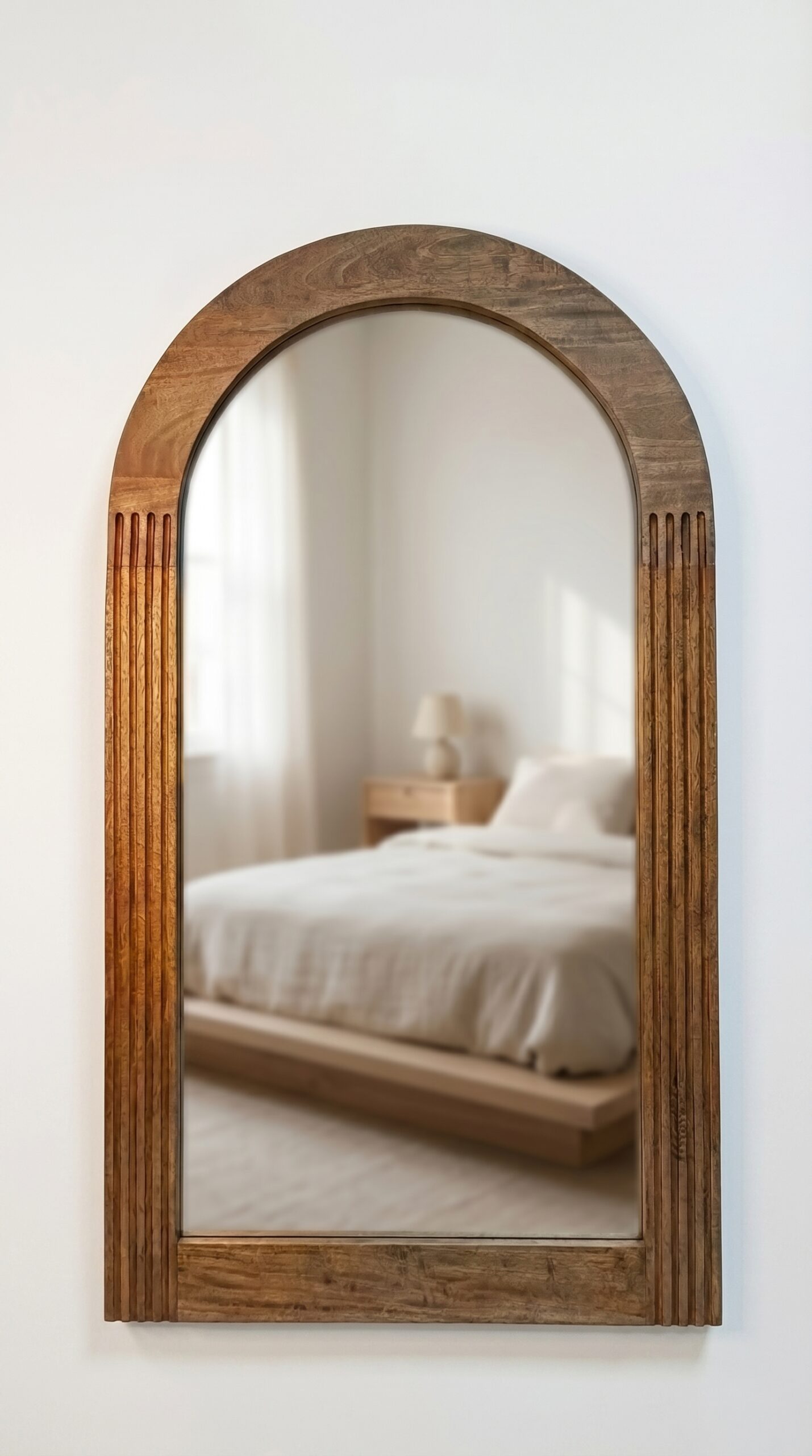 arched mirror modern solid wood wall mirror