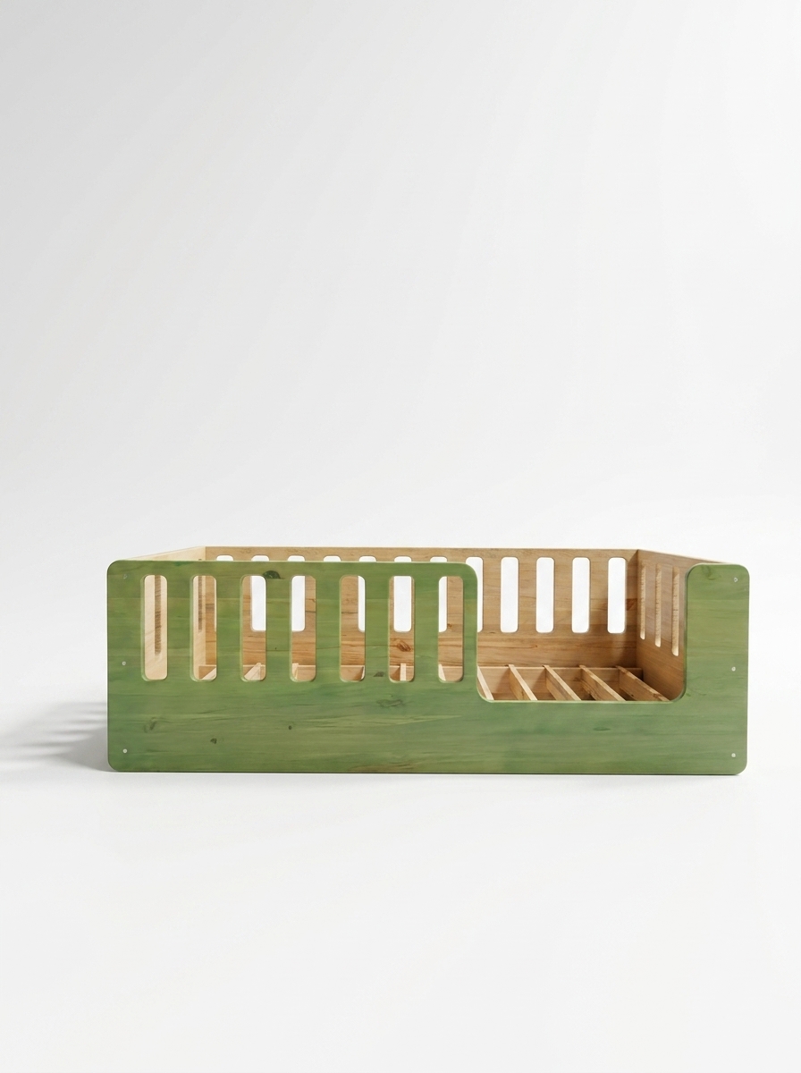 toddler bed with side protection low-profile pine bed for toddlers and young children